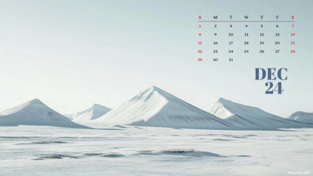 Winter December 2024 Calendar Desktop Background.