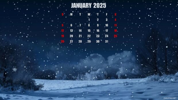 Winter January 2025 Calendar Desktop Backgrounds.