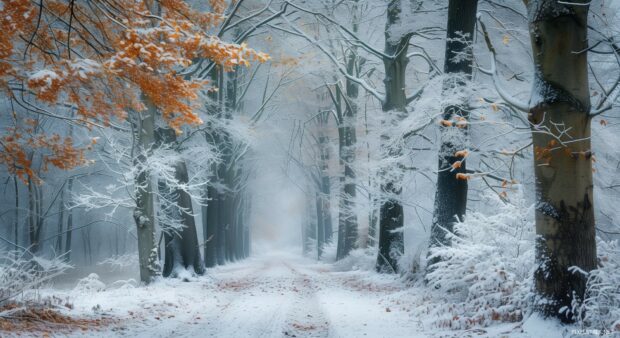 Winter wonderland with an enchanting forest path.