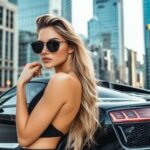 Women and cars wallpaper 4K.