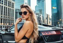 Women and cars wallpaper 4K.