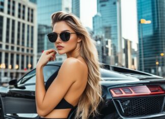 Women and cars wallpaper 4K.