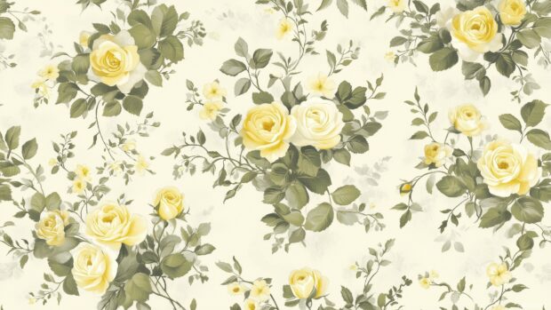 Yellow and cream roses on a light beige background.