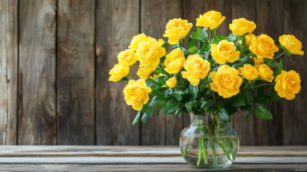 Yellow roses in a delicate glass vase.