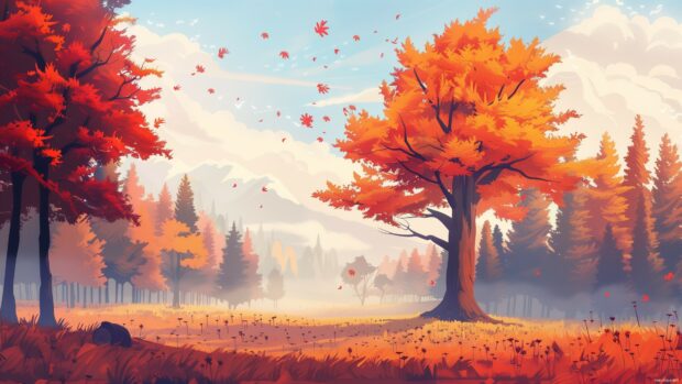 fall landscape background 4K.