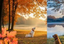 wallpaper of aesthetic dogs enjoying nature.