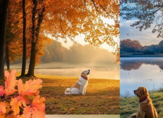 wallpaper of aesthetic dogs enjoying nature.