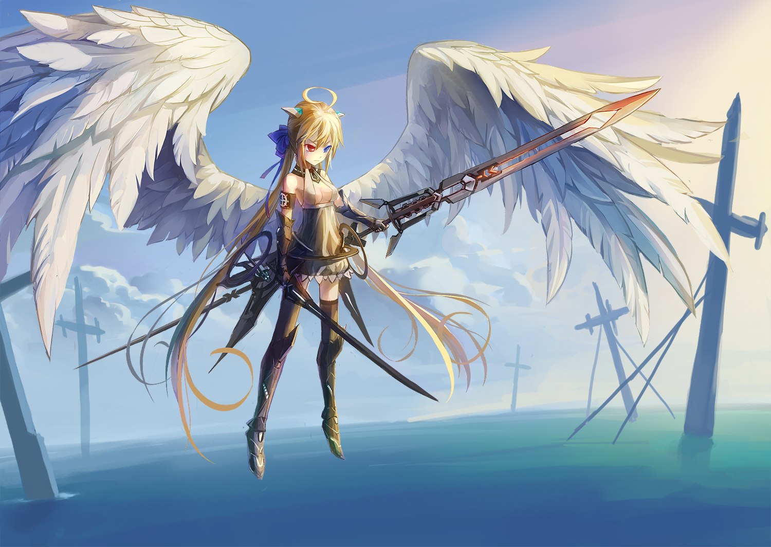 Desktop Wallpaper Cute Anime Girl Angel Girl Wings Hd Image Picture  Background D17257