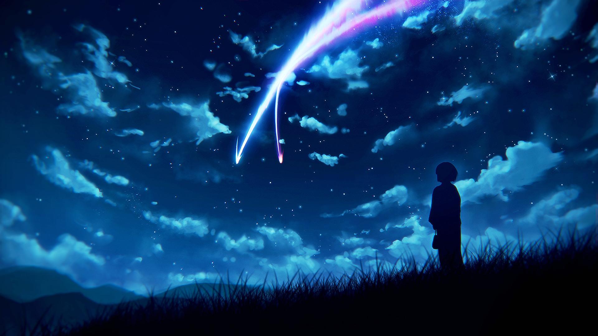 Anime girl enjoying night light HD wallpaper download