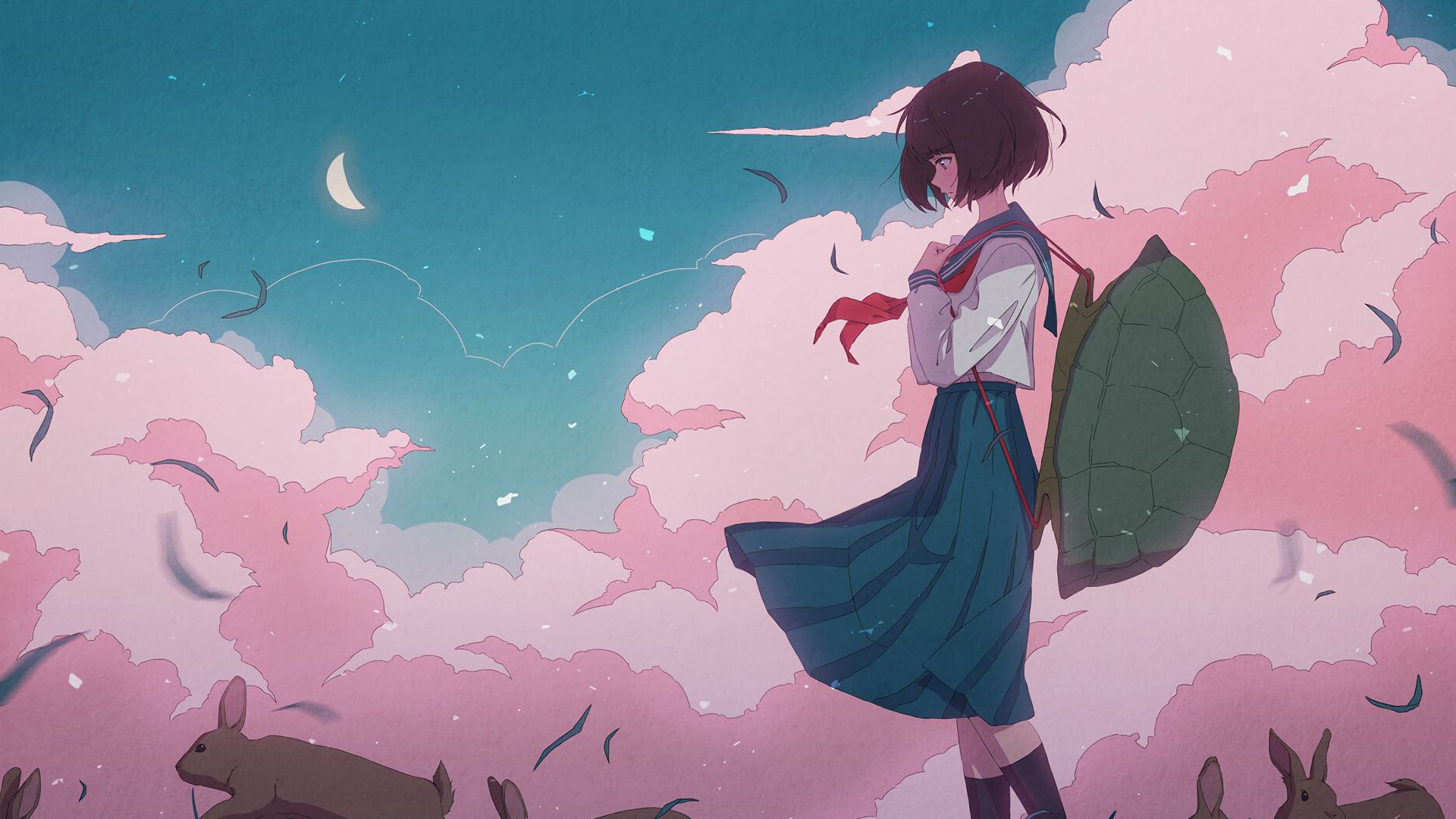 Premium AI Image  Anime cute kawaii girl character image wallpaper  illustration background sunrise sunset young woman