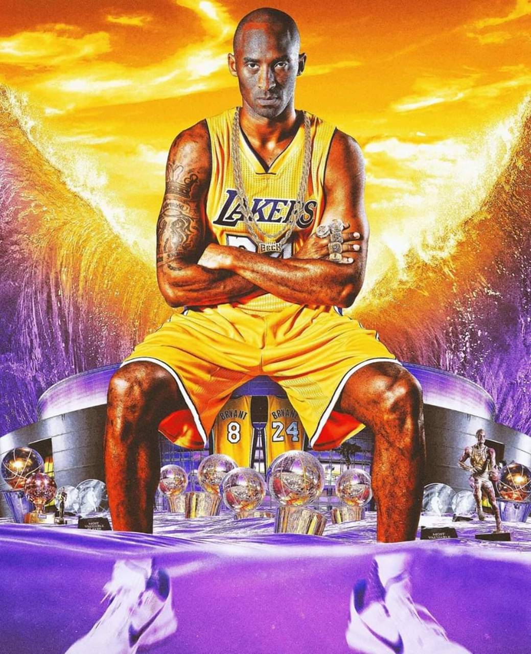 Download A smiling cartoon image of the legendary Kobe Bryant Wallpaper