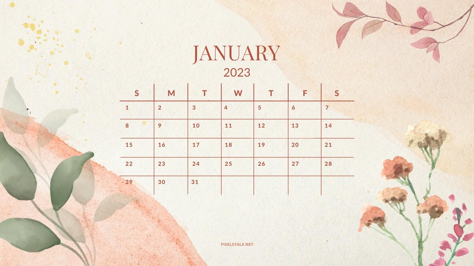 January 2023 free aesthetic calendar wallpaper  lock screen backgrounds  for your phone  The Aesthetic Shop