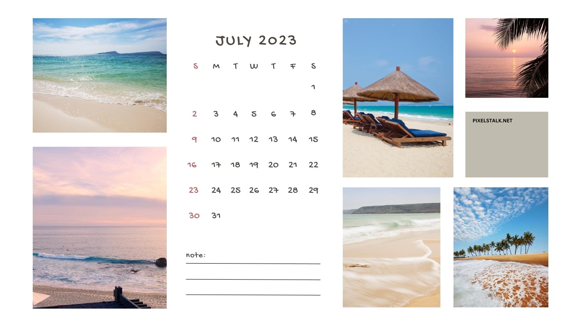 July 2023 Calendar Background for Desktop