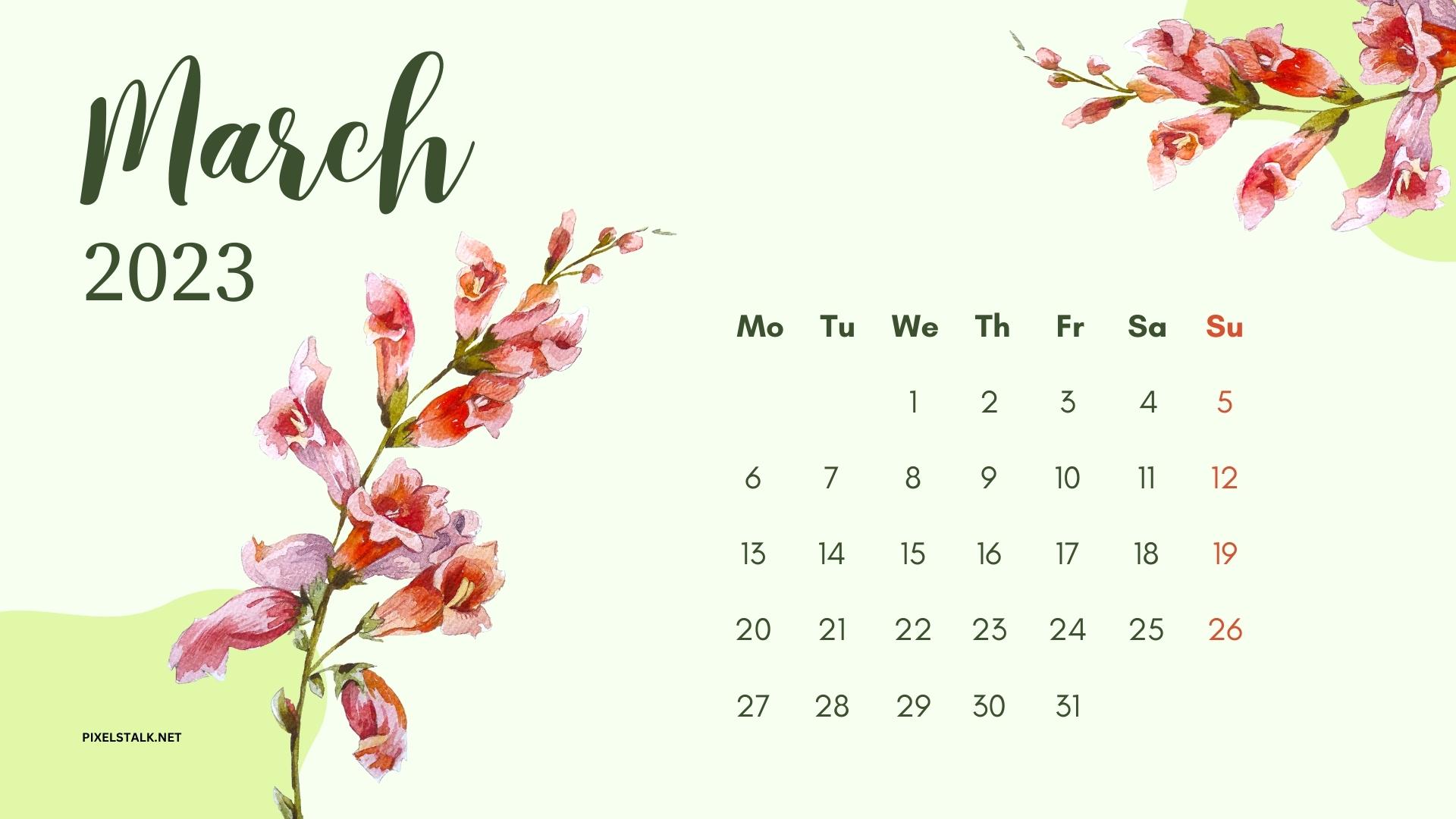 March 2023 Calendar Desktop Wallpapers  PixelsTalkNet