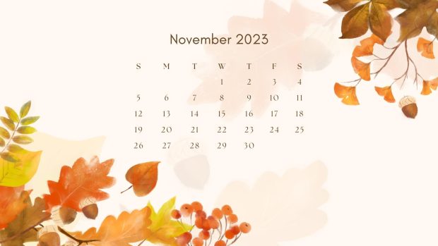 Aesthetic November 2023 Calendar Wallpaper HD.
