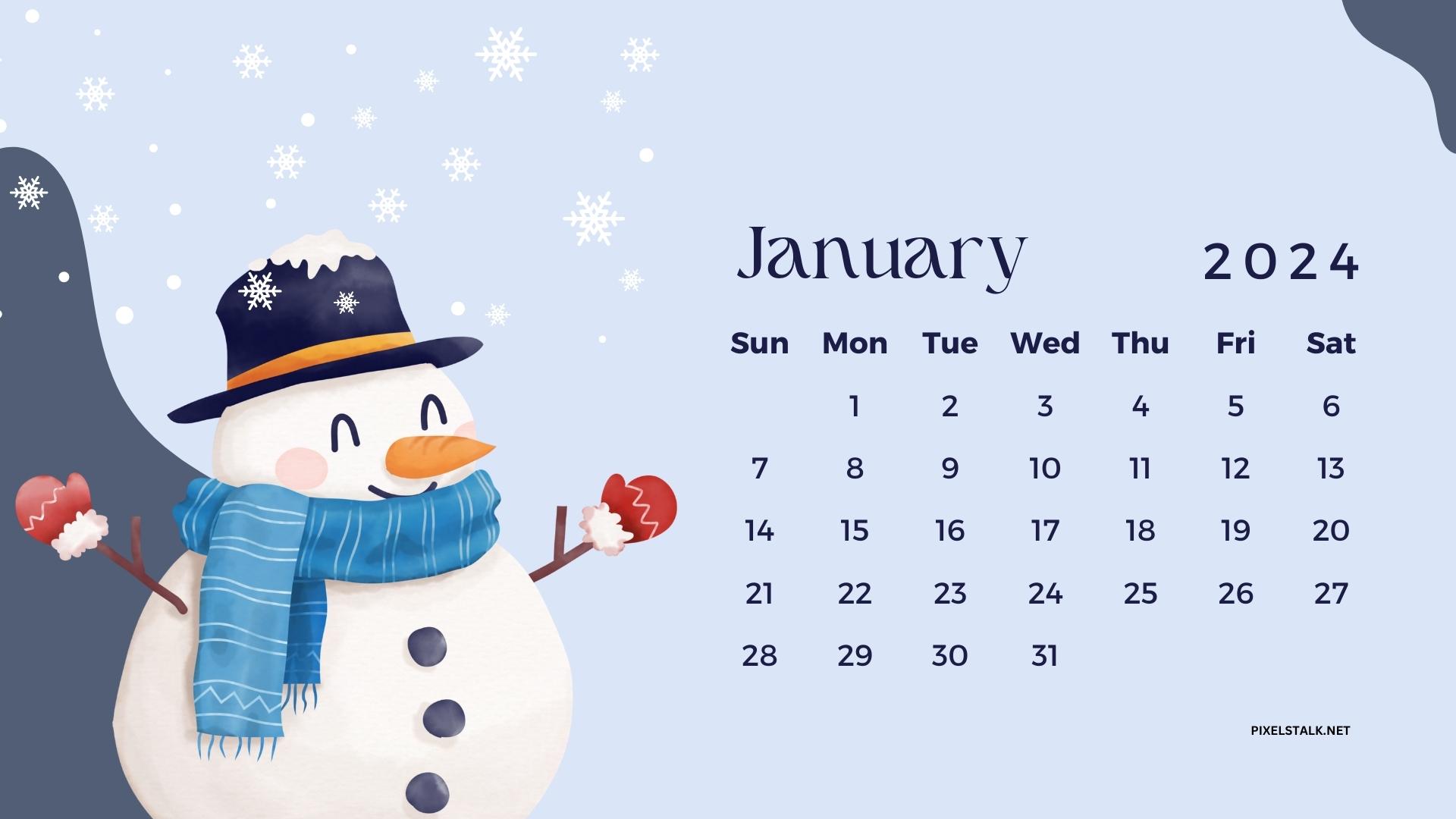 January 2024 Calendar Background for Desktop
