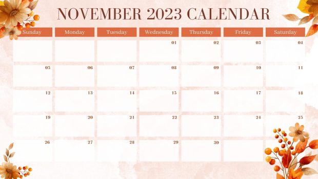 Wallpaper November 2023 Calendar.