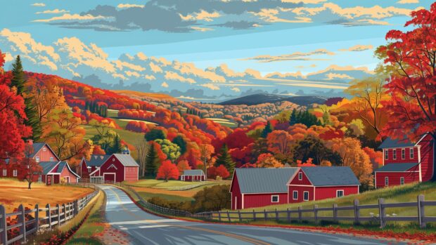 A scenic drive through the countryside in beautiful fall.