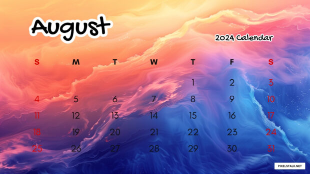 Abstract August 2024 Calendar Desktop Background.