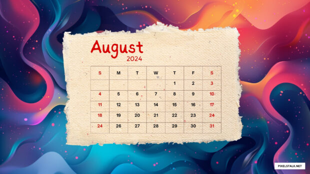 Abstract August 2024 Calendar Wallpaper HD.