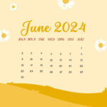 Aesthetic June 2024 Calendar Wallpaper HD.