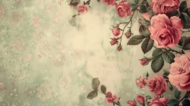 Aesthetic vintage flower rose background.