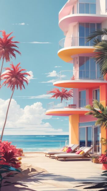 Aesthetic summer wallpaper with clean line house.