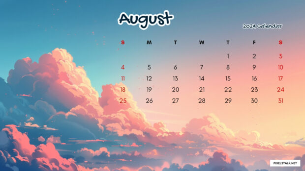 Amazing Skyline August 2024 Calendar Wallpaper for Desktop.