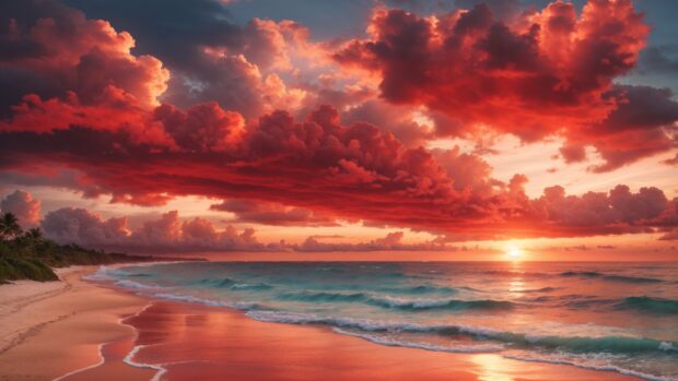 Amazing Summer desktop wallpapers with beach sunsets and red clouds.
