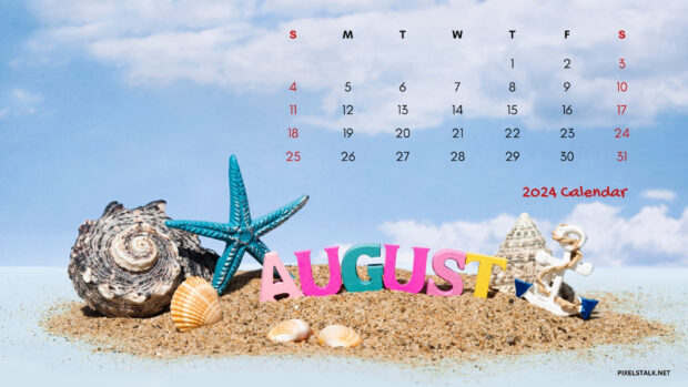 August 2024 Calendar Cute Wallpaper HD 1080p.