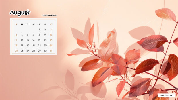 August 2024 Calendar Desktop Blur Wallpaper.