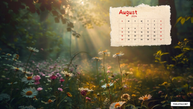 August 2024 Calendar Desktop Wallpaper.