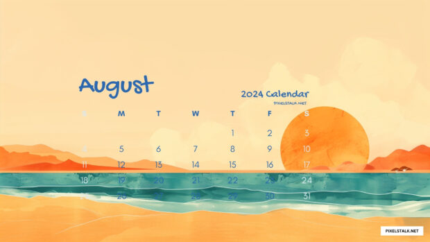 August 2024 Calendar Digital Wallpaper.