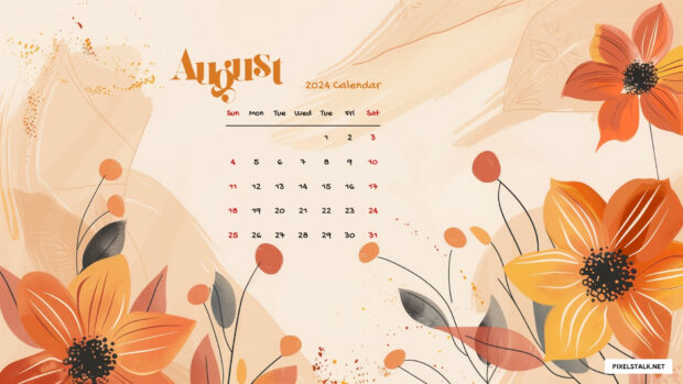 August 2024 Calendar Flower Wallpaper Desktop.