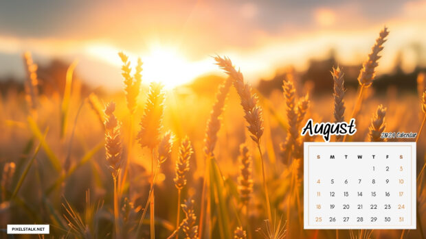 August 2024 Calendar Wallpaper Computer Sunrise.