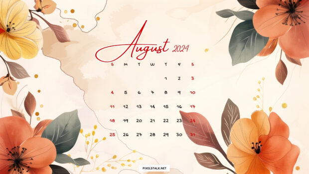 Beautiful August 2024 Calendar Wallpaper HD.