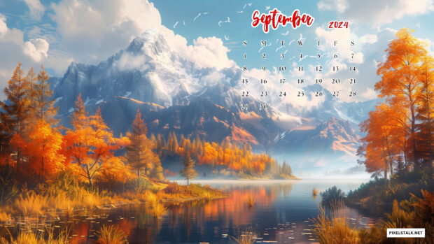 Beautiful September 2024 Calendar Fall Wallpaper Desktop.