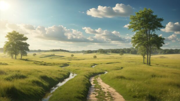 Beautiful Summer HD Desktop wallpaper with landscapes of belted grass.