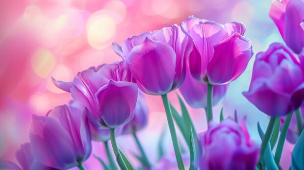 Bouquet of purple Tulip wallpaper for desktop with  pastel background.