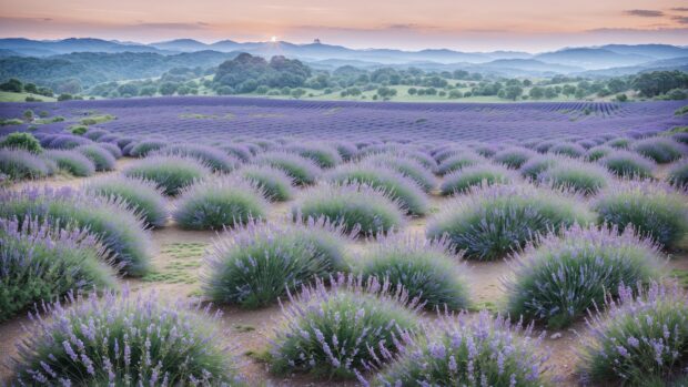 Captivating Summer 8K Wallpaper of a field of lavender swaying in the summer breeze.