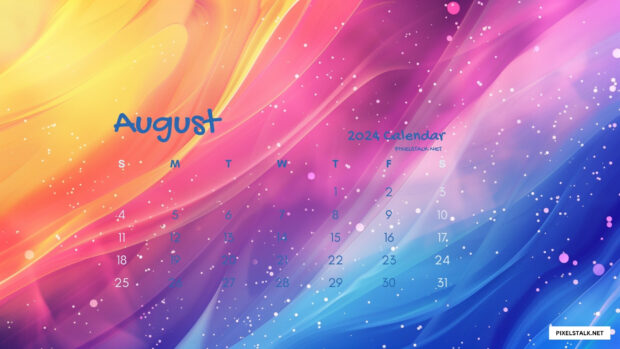 Colorful August 2024 Calendar Wallpaper HD.