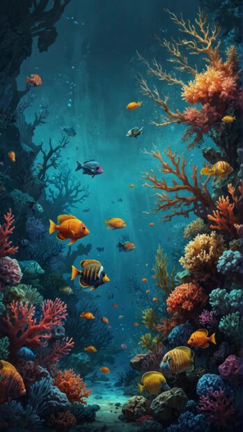 Cute Summer iPhone Wallpapers   An enchanting underwater scene with tropical fish and coral reefs.