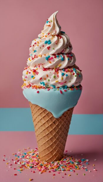 Cute Summer iPhone Wallpapers HD A whimsical illustration of an ice cream cone with sprinkles and a cherry on top.