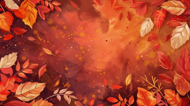 Fall Aesthetic for Desktop Wallpaper with leaves background.