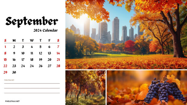 Fall Collapse September 2024 Calendar Wallpaper HD.