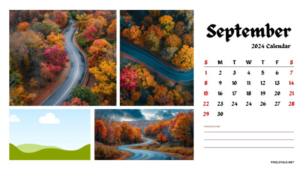 Free Download September 2024 Calendar Autumn Backgrounds HD for Desktop.