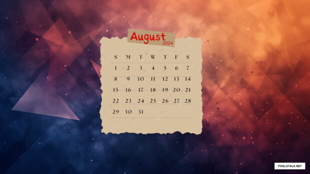 Geometric August 2024 Calendar Desktop Background.