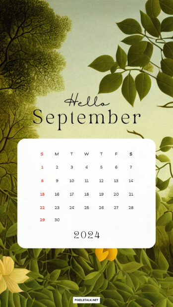 Hello September 2024 Calendar iPhone HD Wallpaper.