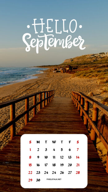 Hello September 2024 Calendar iPhone Wallpaper High Quality.