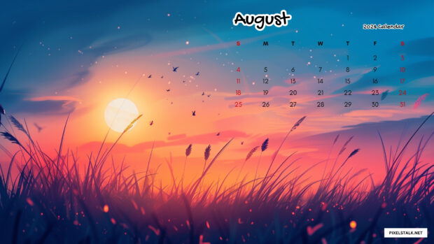 Hot August 2024 Calendar Wallpaper HD.